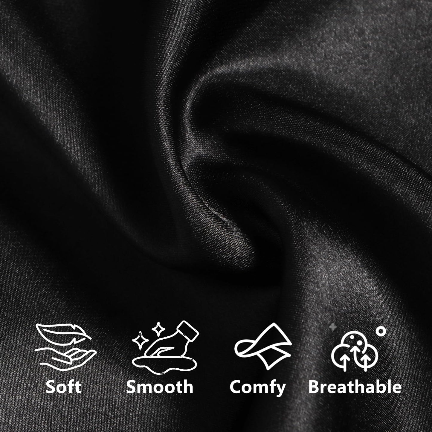 Black Teemie Women's Satin Robe Short Kimono Bathrobes Bride Bridesmaid Wedding Party Robes Sleepwear with Pockets