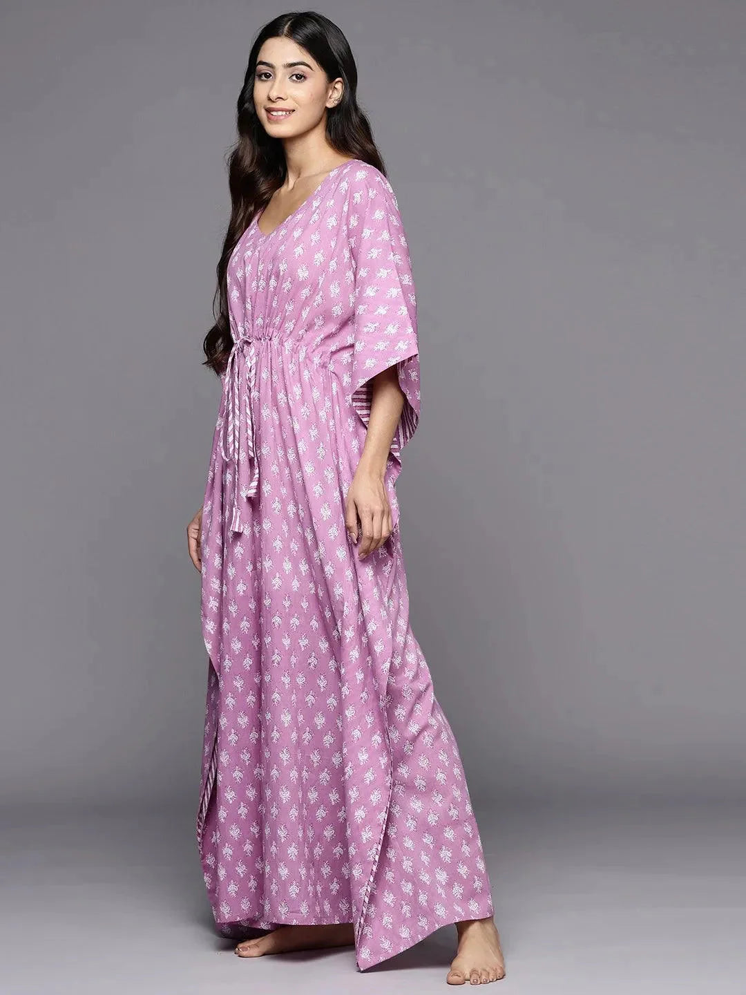 Lavender Printed Cotton Nightdress