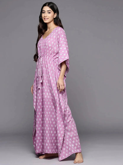 Lavender Printed Cotton Nightdress